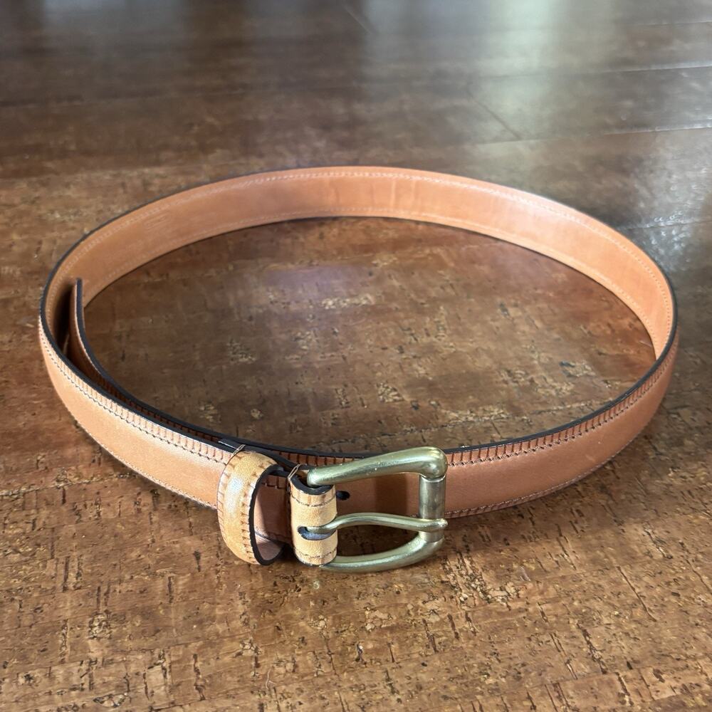Vintage Coach British Tan Leather Belt with Brass Buckle Mens Size 34